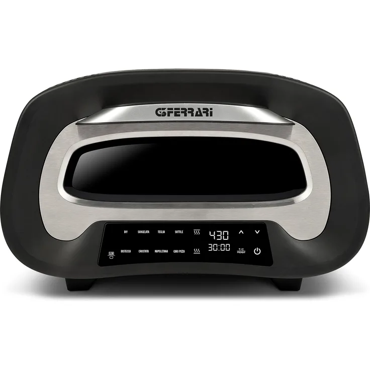 G3Ferrari Pronto Pizza 2 Minuti-Ofen, Digitales Multifunktions-Pizzaofen-Set mit feuerfestem Stein, bis zu 430°C, schwarz