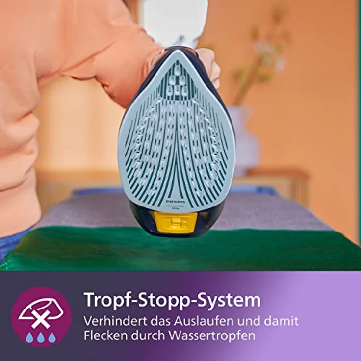 Philips Azur 7000 Series Dampfbügeleisen - 3000W, 55 g/min Kontinuierlicher Dampf, 250 g Dampfstoß, Vertikaldampf, SteamGlide Elite Bügelsohle, Dunkelblau/Gelb (DST7060/20) – Bild 5