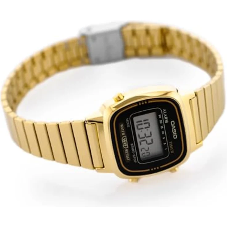 Casio LA-670WG-1 Damen-Armbanduhr, Quarz, digitale Anzeige, vergoldetes Zifferblatt, vergoldetes Metallarmband, wasserdicht bis 1 ATM – Bild 4