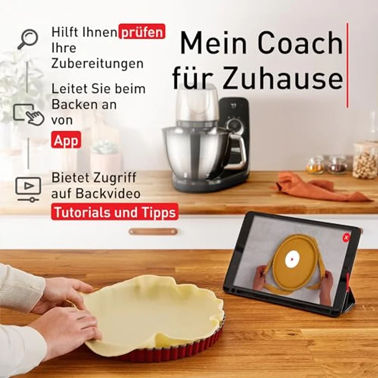 Tefal Coach Küchenmaschine, 1200 W, 8 Auto-Programme, inkl. Back-Zubehör und App, personalisiertes Erlebnis, planetarisches Rührsystem, Schwarz/Silber – Bild 3