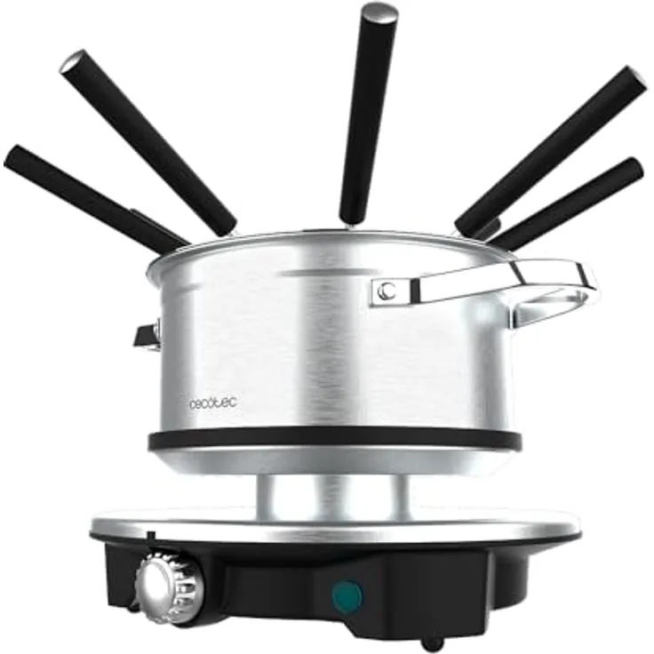 Cecotec Fun Gourmetfondue Advance, Elektrisches Fondue für 8 Personen, 1500W, 1,7L Edelstahl, für Käse, Schokolade und Öl, mit Leistungsregelung, spülmaschinengeeigneten Teilen