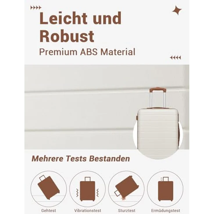 Shavont Großer Koffer XL, Hartschalenkoffer mit 91 L Fassungsvermögen, 4 leisen 360° Doppelrollen, integriertes Schloss, Cremefarben, 76x50x29 cm – Bild 3