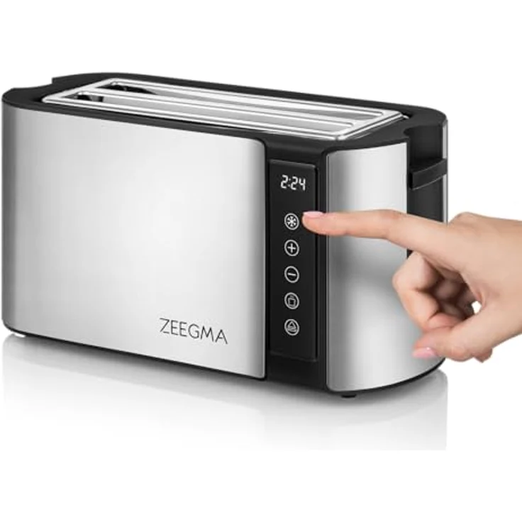 ZEEGMA TOSTEE CHEF Edelstahl 4-Scheiben-Brottoaster, 1500 W, Auftauen, Aufwärmen, LED-Timeranzeige, 7 Stufen, mit Brötchenhalter und Krümelfach – Bild 2