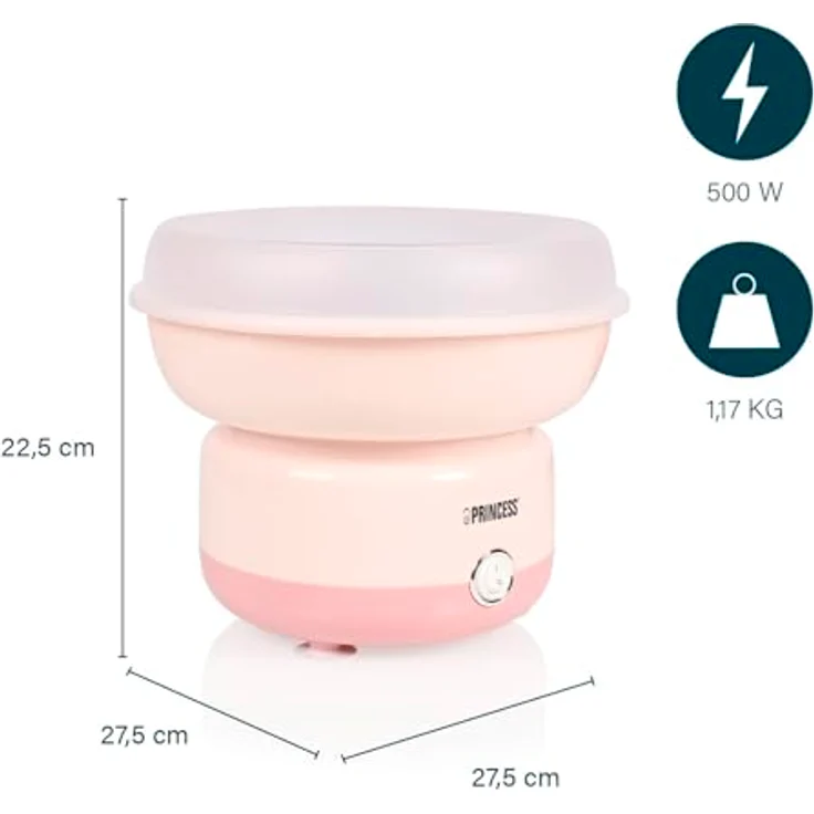 Princess Zuckerwattemaschine 292990, 500W Leistung, BPA-frei, Kompaktes Design, Mit 10 Stäbchen & Messlöffel, Spülmaschinengeeignete Teile, Rutschfeste Füße – Bild 2