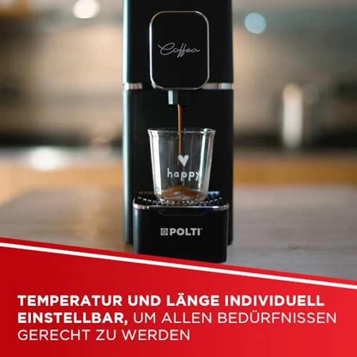 Polti Coffea S15B, Kapselmaschine in Schwarz mit anpassbarer Temperatur und automatischer Kapselauswurf – Bild 5