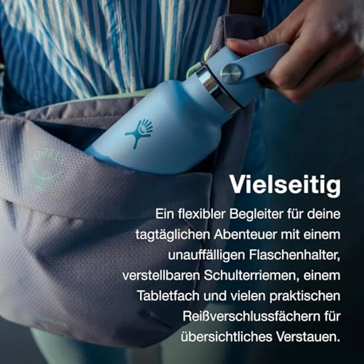 Osprey Daylite Crossbody Pouch, kompakte Handtasche mit Flaschenhalter, schwarz, aus 100 % recyceltem Stoff – Bild 4