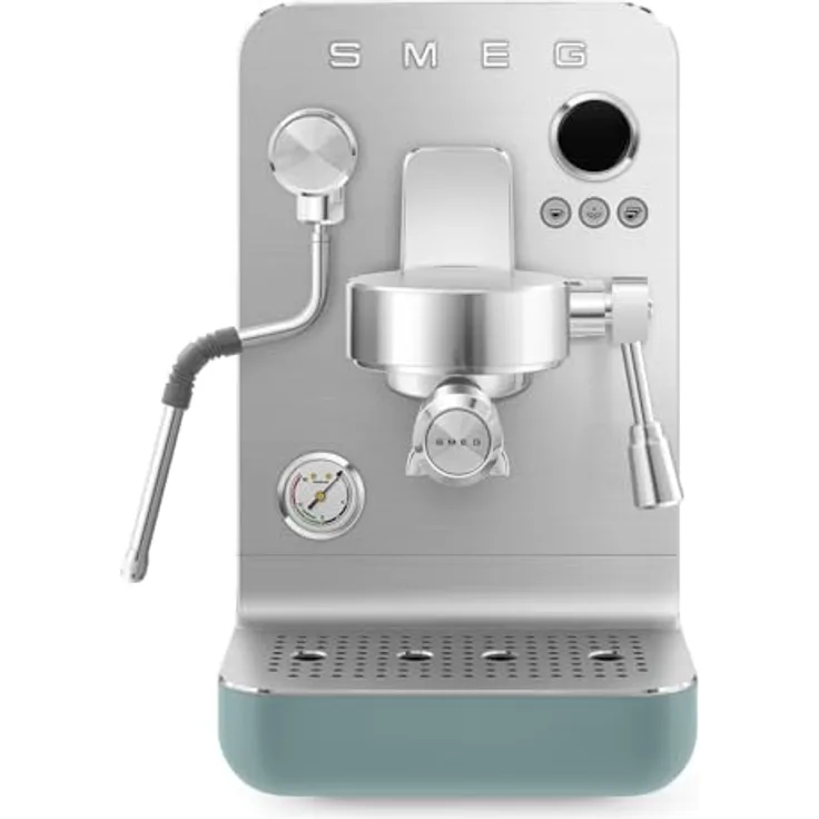 Smeg EMC02EGMEU Minipro-Espressomaschine, Plastic mit Schnellem Aufheizen und Leistungsstarker 15-Bar-Pumpe