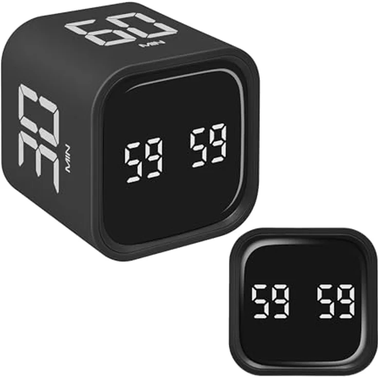 TFA Dostmann Würfel Timer Mini Cube 38.2061, vielseitiger digitaler Küchen-, Sport- und Bürotimer, schwarz, 5/10/30/60 Minuten einstellbar, inkl. Vibration- und Akustiksignal, Akku-betrieben – Bild 1