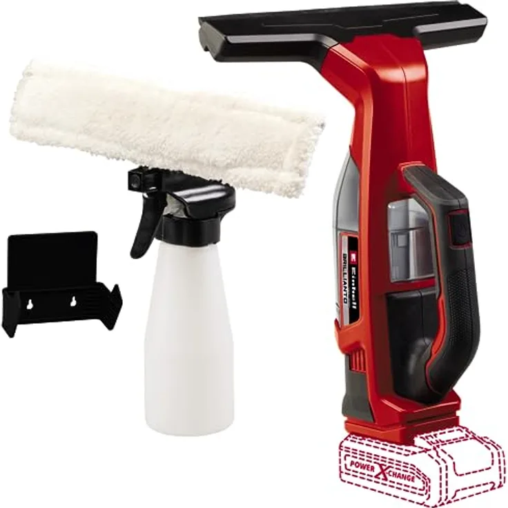 Einhell Akku-Fensterreiniger BRILLIANTO Power X-Change (18 V, 28 cm lange Saugdüse, streifenfreie Reinigung, inkl. Sprühflasche mit Mikrofasertuch, ohne Akku)