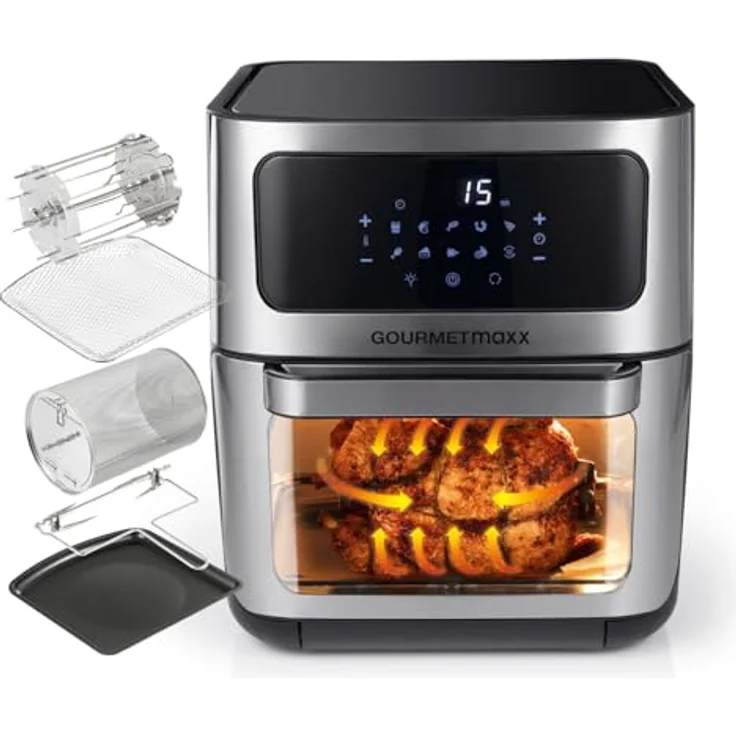 GOURMETmaxx Digitale XXL Heißluftfritteuse 12 Liter - Ofen, Grill und Fritteuse mit Sichtfenster | Fettarme und schonende Zubereitung nahezu ohne Öl | 9 Programme, Timerfunktion für punktgenaues Garen – Bild 1