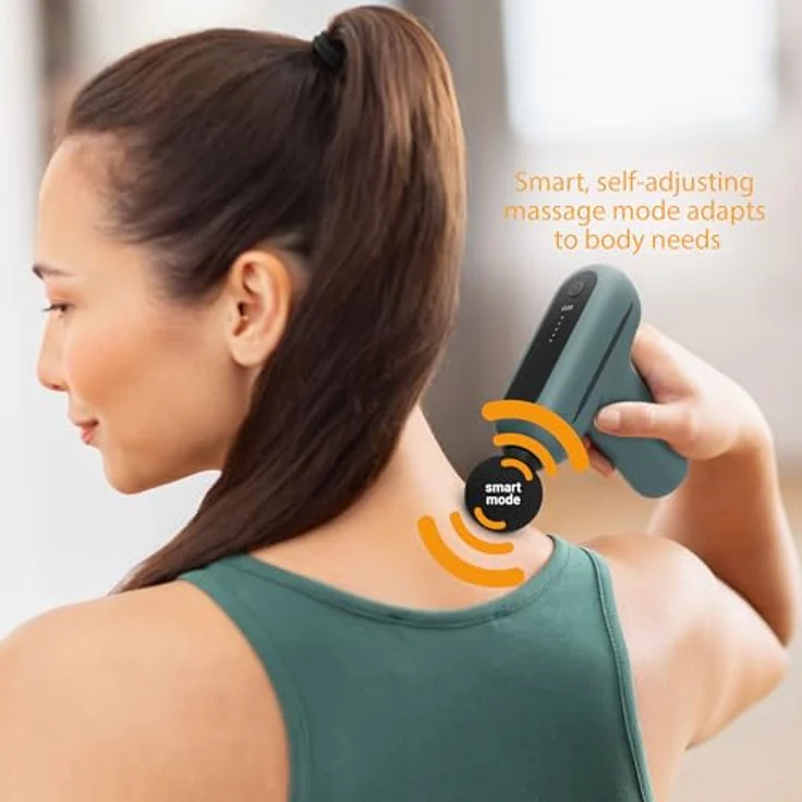 Medisana MG 200 Mini Massage Gun, Massagepistole mit Smart-Modus und 5 Intensitätsstufen zur Entspannung, lange Akkulaufzeit, mit 4 Aufsätzen – Bild 5