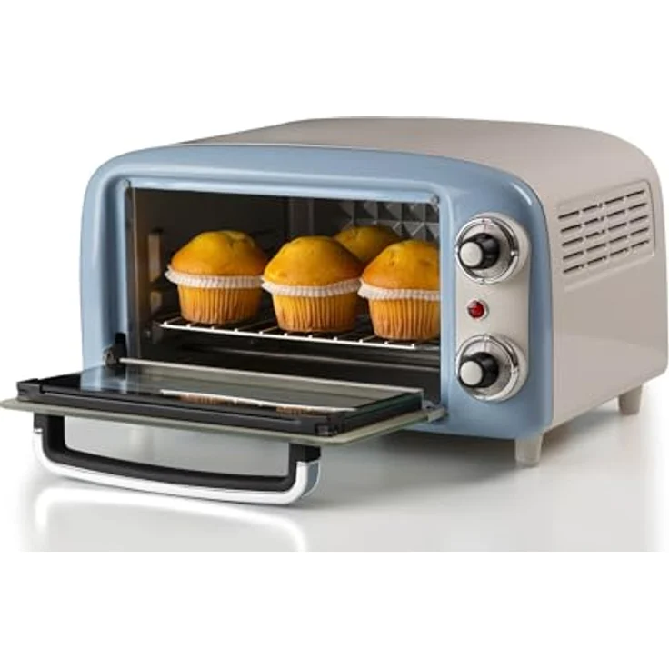 Ariete 3919 Vintage Minibackofen, 10 L Fassungsvermögen, 230°C, 60-Minuten-Timer, Edelstahl-Grill, Himmelblau – Bild 4