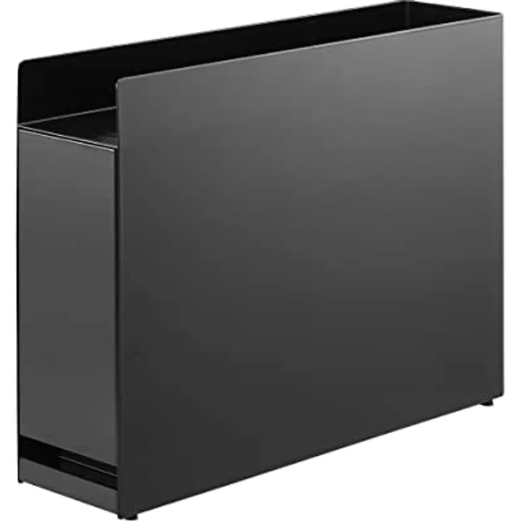 YAMAZAKI 6004 TOWER Ausziehbares Gewürzregal, schwarz, Stahl/Polypropylen, Platzsparendes Design, Magnetische Oberfläche, 12,5 x 50～93 x 36,7 cm (LxBxH)