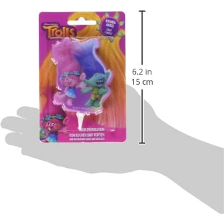 Dekoback Trolls Kuchenkerze, Wachs, bunt, 1 x 6.2 x 9.8 cm – Bild 5