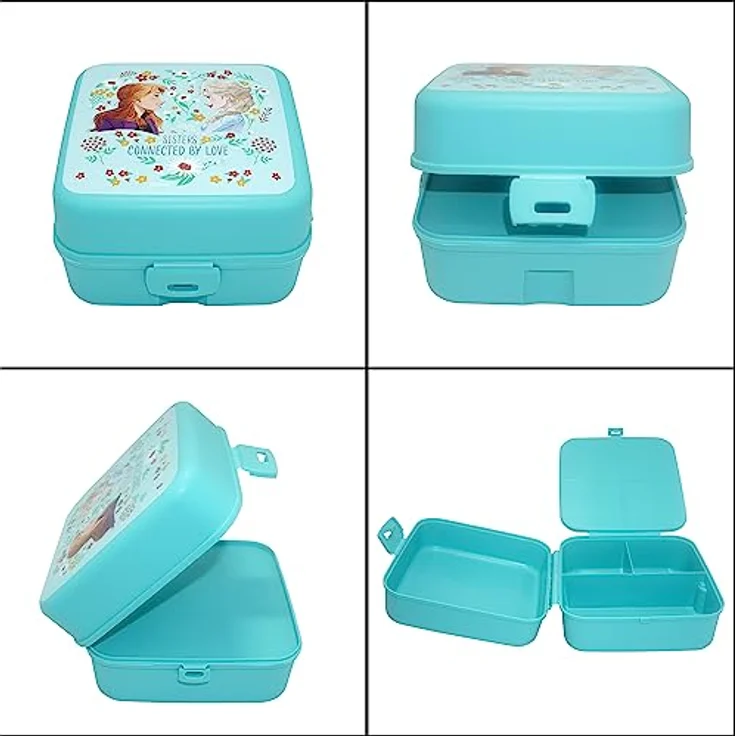 HOVUK Frozen Lunchbox mit 3 Fächern, 14 cm, Lebensmittelbehälter, mikrowellen- und spülmaschinenfest, auslaufsicher, Sandwich-Box für Kinder und Mädchen ab 3 Jahren – Bild 5