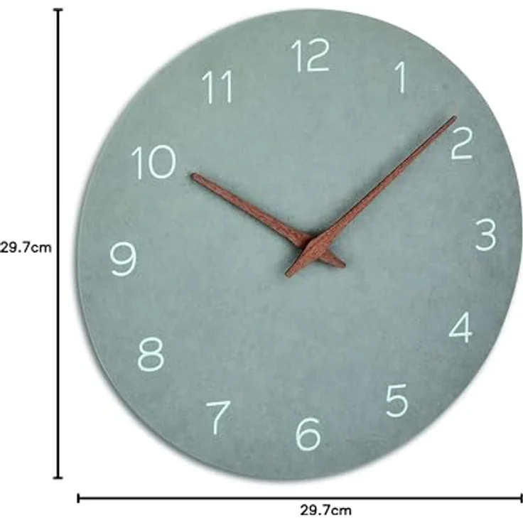 TFA Dostmann Analoge Wanduhr, 60.3054.10, Zeiger aus Holz, leises Uhrwerk, Qualitätsuhrwerk, betongrau, (L) 297 x (B) 45 x (H) 297 mm – Bild 3