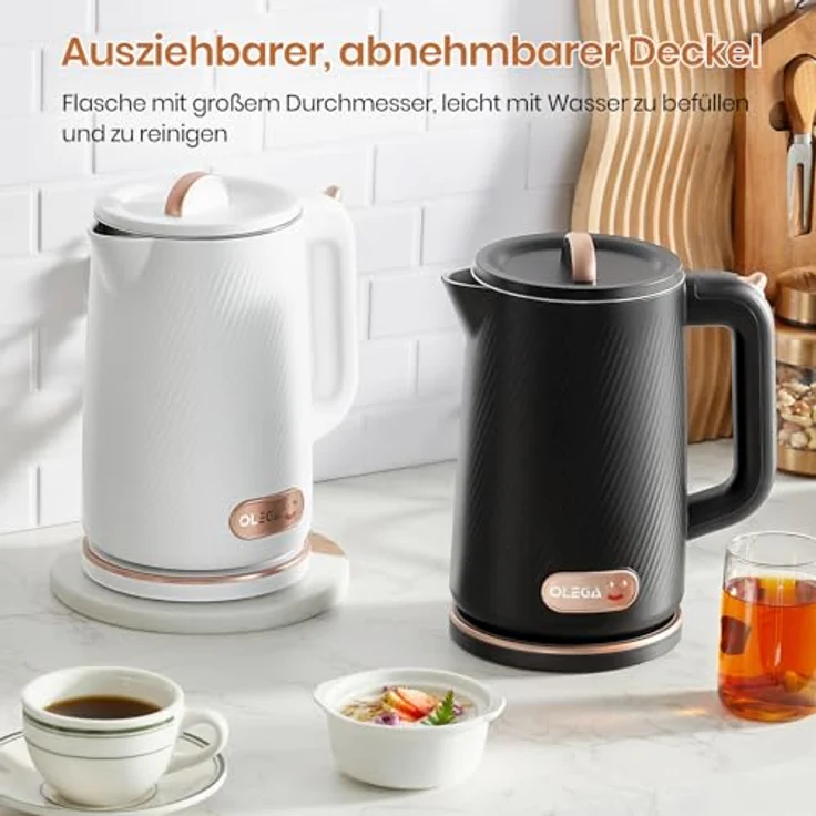 OLEGA Wasserkocher Elektrischer Teekessel 1800W, BPA-frei, 1,8 Liter, Schwarz, sicher und schnellaufheizend mit Abschaltautomatik – Bild 5