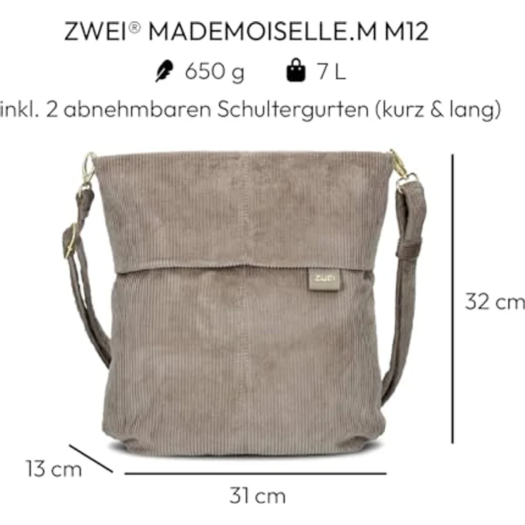 Zwei Mademoiselle.M Schultertasche 31 cm, elegantes Design in Schwarz – Bild 2