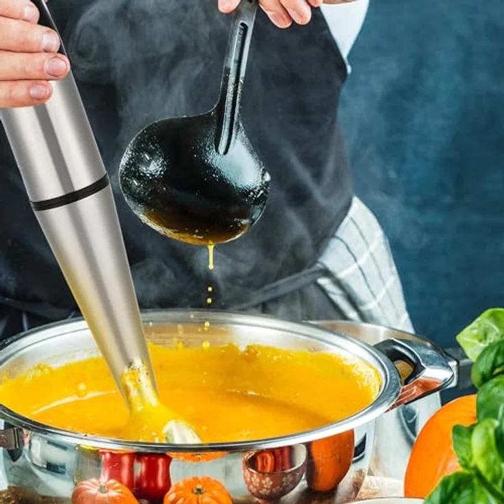 Retoo Stabmixer 1200W Turbo, Pürierstab mit stufenloser Geschwindigkeitsregelung, kompakt, Silber – Bild 6