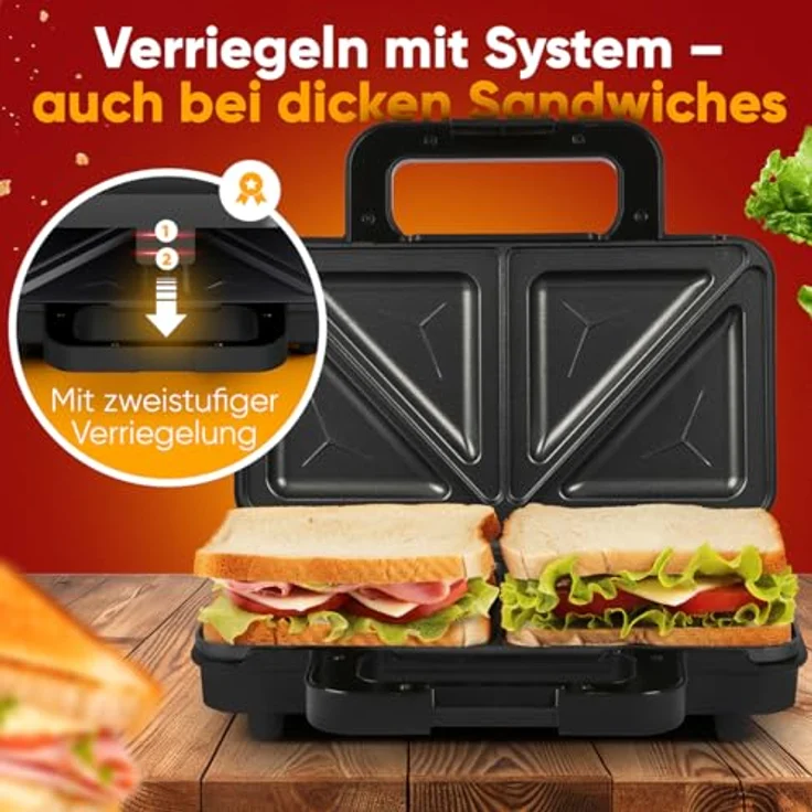 ProfiCook Sandwichmaker PC-ST 1315, große Sandwichplatten für XXL-Toasts, 900W, Edelstahl mit Antihaftbeschichtung – Bild 4