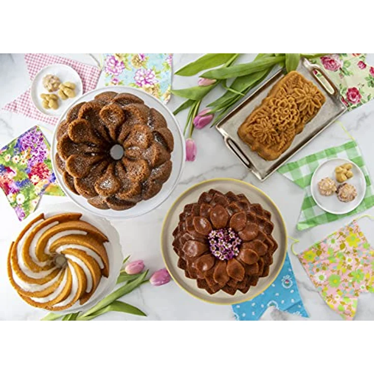 Nordic Ware 93848 Magnolia Gugelpfanne, Aluminiumguss, 10 Tassen, Toffee – Bild 8