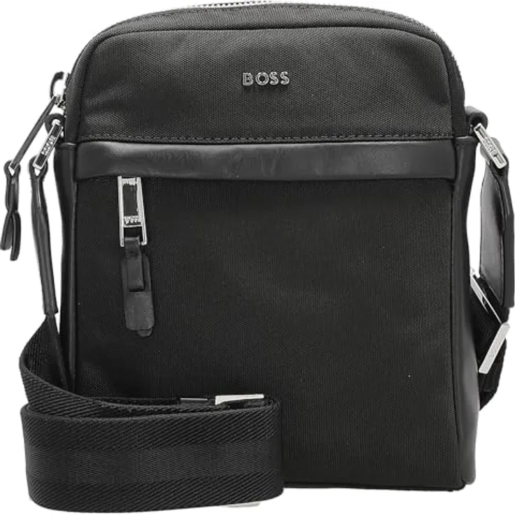 Hugo Boss Bodybag Highway NS Zip, stilvolle Crossbody Bag aus recyceltem Polyester, schwarz, kompakte Größe 18 x 5.5 x 21 cm