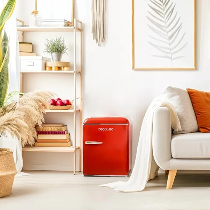 Cecotec Mini-Kühlschrank - Retro-Tischkühlschrank 45L Bolero CoolMarket TT Origin 45 Red - 55 cm, Eisfach, Energieeffizienzklasse E, verchromter Griff – Bild 3