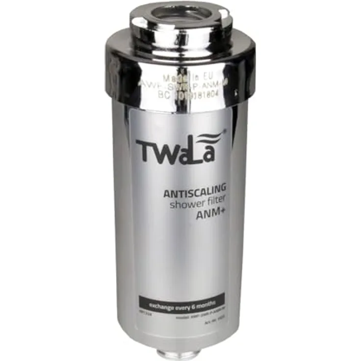 TWaLa Duschfilter Chrom AWF-SWR-P-ANM-M, Wasserfilter gegen Kalk und Chlor, reduziert Hautirritationen und Haarausfall, einfache Montage