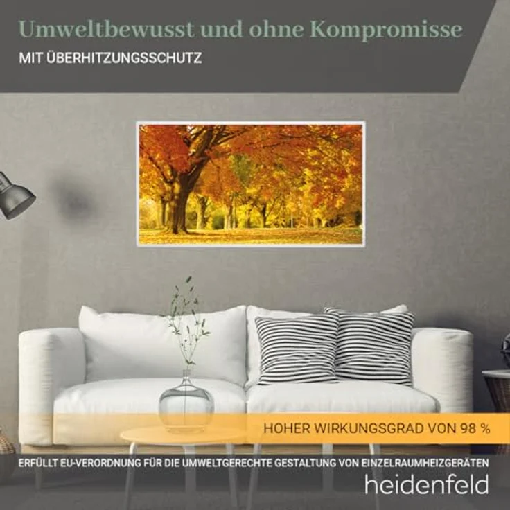 Heidenfeld Infrarotheizung bedruckt Heizkörper Flachheizung Heizpaneel, 1000 Watt Strand3, Infrarotheizung – Bild 4