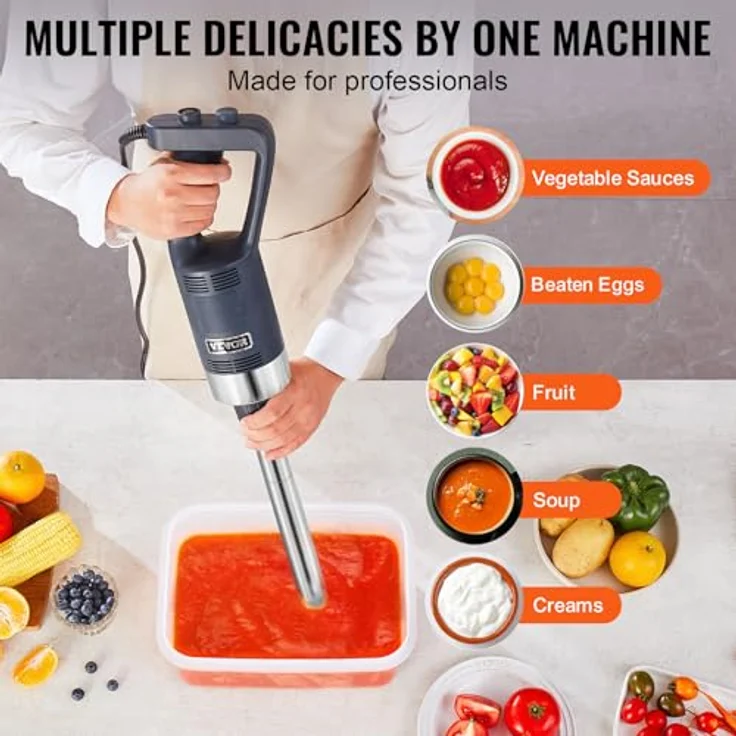 VEVOR Kommerzieller Stabmixer, 500 W Hochleistungs-Handmixer mit 16 Zoll Edelstahlklinge und variabler Geschwindigkeit, tragbarer Mixer für Suppen und Saucen – Bild 6