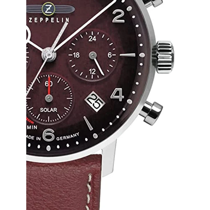 Zeppelin Herrenuhr Solar Chronograph LZ129 Hindenburg Dunkelrot 8086-2_n, Kunststoff Armband in rot - Preisvergleich – Bild 2