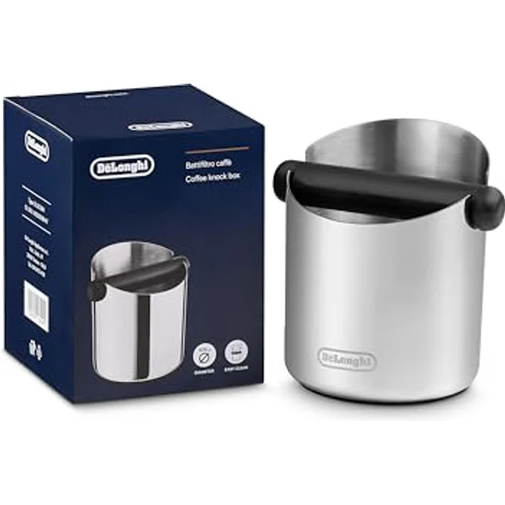 DELONGHI EasyClean Knock Box DLSC084, Edelstahl Abschlagbehälter mit abnehmbarer Klopfstange, spülmaschinenfest – Bild 2