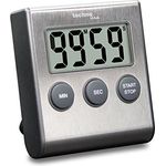 Technoline KT200 - klassischer, digitaler Kurzzeitwecker, Küchenuhr, Eieruhr, hochwertiges Edelstahlgehäuse, silber, 6.4 x 1.8 x 7.0 cm