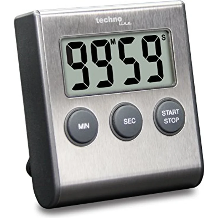 Technoline KT200 - klassischer, digitaler Kurzzeitwecker, Küchenuhr, Eieruhr, hochwertiges Edelstahlgehäuse, silber, 6.4 x 1.8 x 7.0 cm – Bild 1