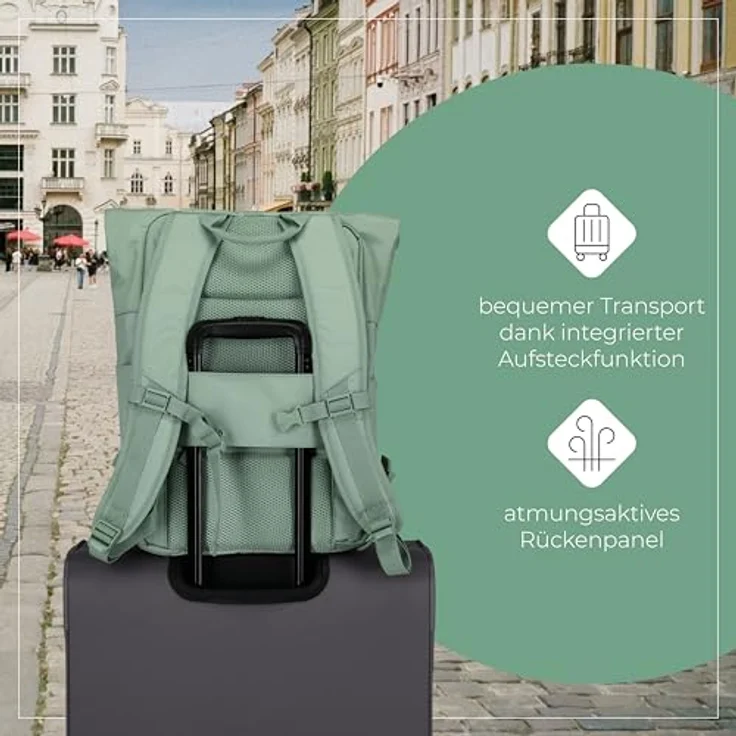 travelite BASICS Rollup Rucksack, Freizeit- und Arbeitsrucksack mit 15,6 Zoll Laptopfach, atmungsaktive Rückwand, in verschiedenen Trendfarben – Bild 7