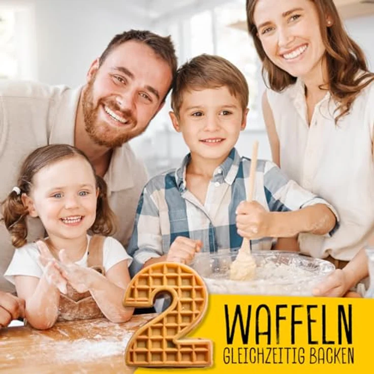 GOURMETmaxx Waffeleisen für 2 Belgische Waffeln, 1000 Watt, stufenlos einstellbare Temperatur, Antihaftbeschichtung, gleichmäßige Wärmeverteilung mit Heizelementen oben und unten – Bild 3