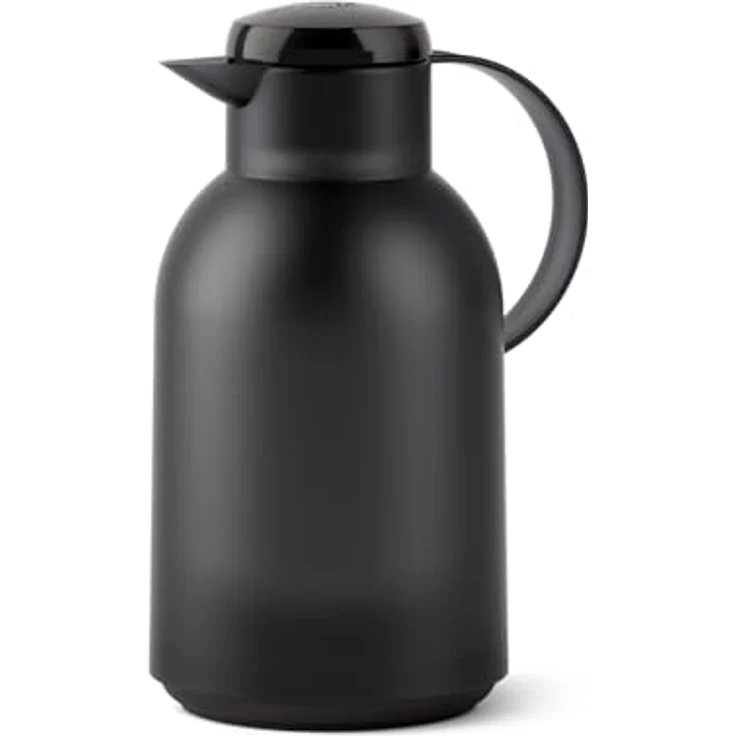 Emsa N4011900 Samba Isolierkanne (1,5 Liter, Quick Press Verschluss, 12h heiß und 24h kalt) Transluzent-Schwarz – Bild 2