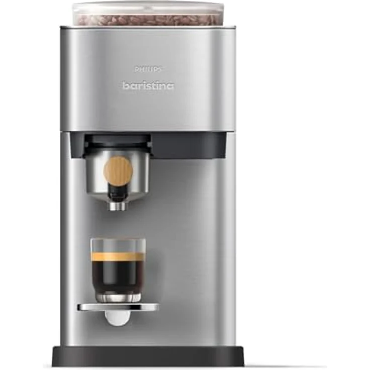 PHILIPS baristina Esprssemachine Plus BAR500/00, Edelstahl/Eschenholz, mit Mahlwerk für ganze Bohnen, Iced Coffee Funktion, 16 bar Pumpendruck – Bild 3