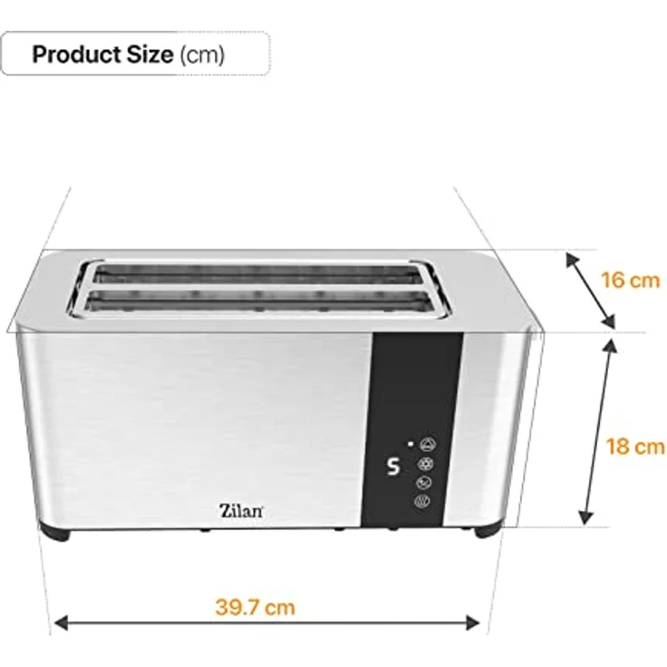 Zilan Toaster ZLN-6234, 4 Scheiben, 1400 W, Edelstahl Gehäuse, Brötchenaufsatz, Krümelschublade, Cool-Touch Design - Preisvergleich – Bild 8