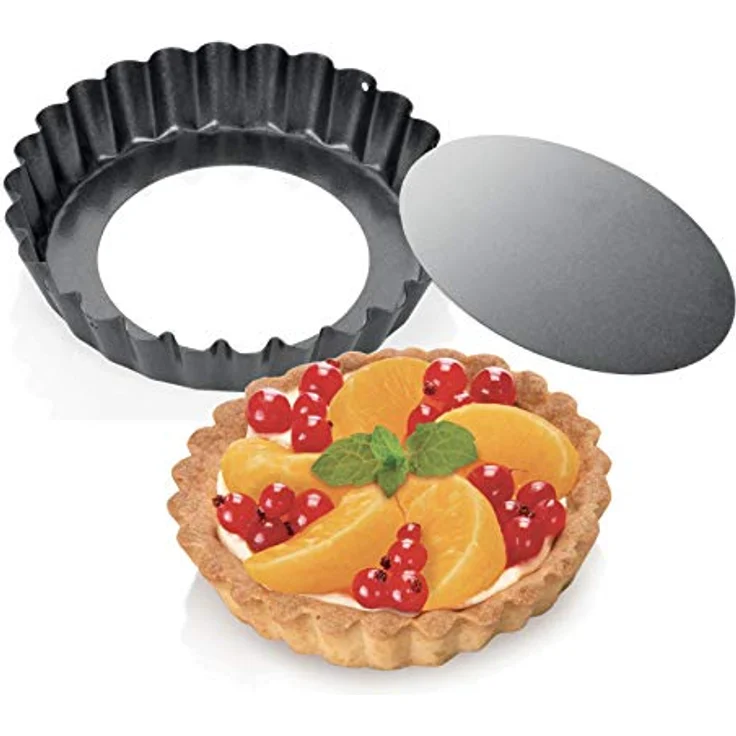 Tescoma DELÍCIA Obstkuchenform, Ø 10 cm, 4 Stück, mit abnehmbarem Boden und Antihaftbeschichtung, Silber – Bild 3