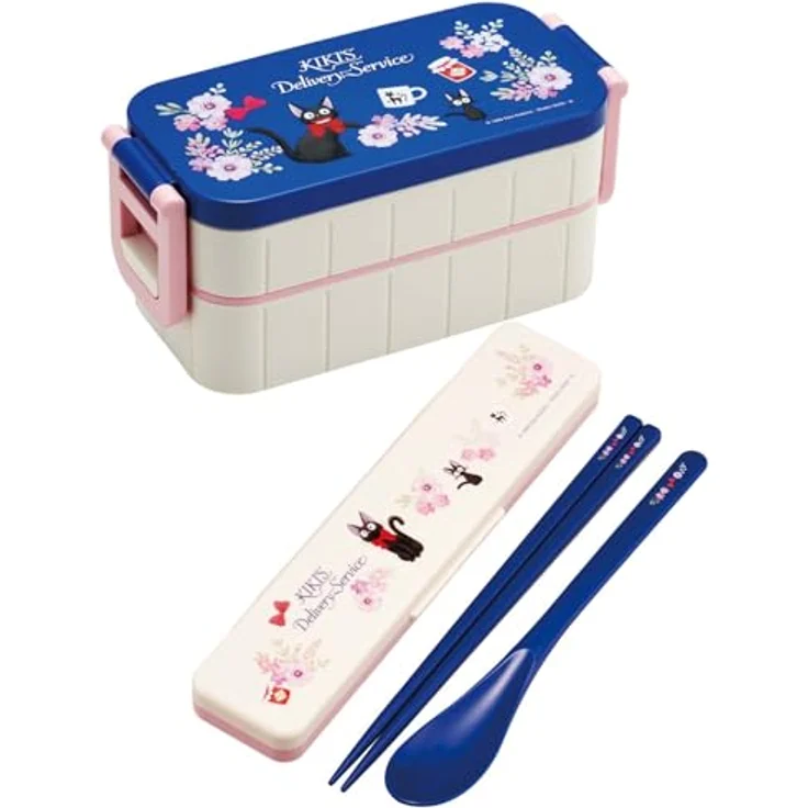 Studio Ghibli Kikis kleiner Lieferservice Jiji Flower Garland, Zweilagige Lunchbox für Kinder, Mehrfarbig, 300 ml mit zwei separaten Behältern – Bild 7