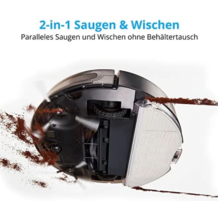 Medion S30 SW Saugroboter, 140 min Akkubetrieb, schwarz-weiß – Bild 4