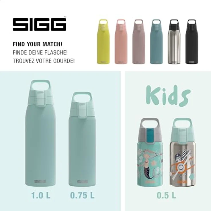 SIGG Trinkflasche aus Edelstahl 1.0L Shield One Glacier Türkis auslaufsicher – Bild 6
