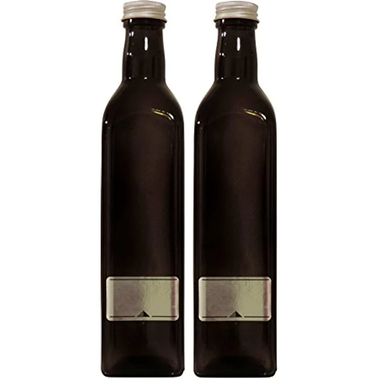 Viva Haushaltswaren 2 x Ölflasche 500ml - braune Schraubverschluss zum selbst abfüllen, inkl. Etiketten zum Beschriften Glasflasche, Glas, 5.8 x 5.8 x 26 cm, 2-Einheiten – Bild 2