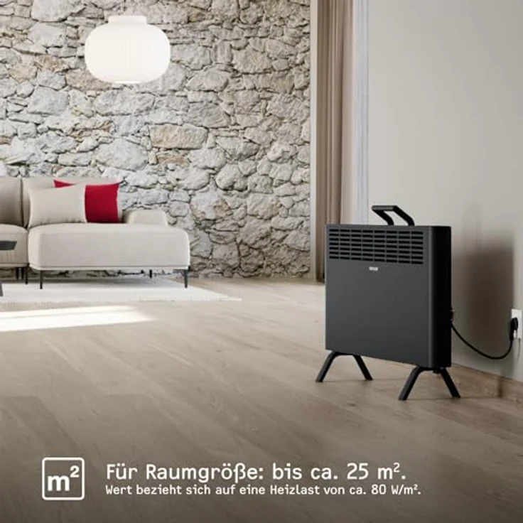 Stiebel Eltron neue Elektroheizung energiesparend Standgerät CNS-B 2000 Plus LCD move 2kW Schwarz TÜV geprüft Wochentimer – Bild 5