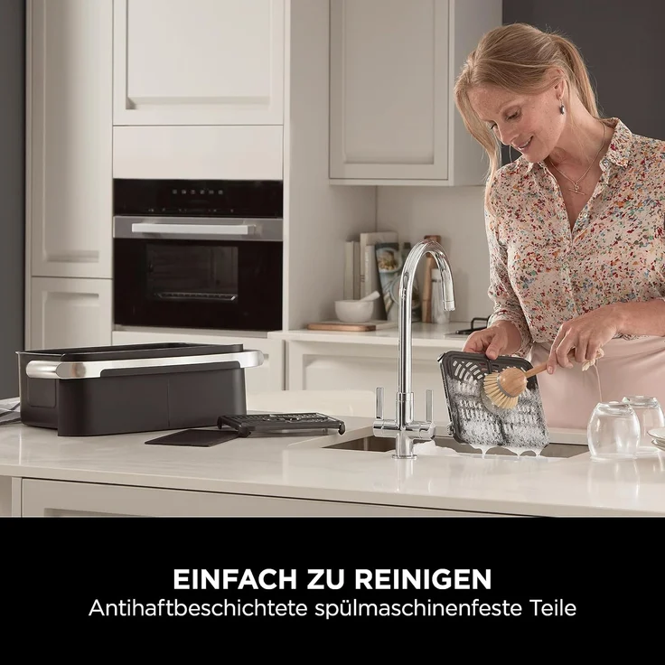 Ninja Foodi FlexDrawer Heißluftfritteuse, Dual Zone, verwandelt sich in MegaZone, 10,4 L, 7-in-1, Dual Zone, mit wenig bis gar kein Öl, antihaftbeschichtete, spülmaschinenfeste Teile, Schwarz AF500EU – Bild 8