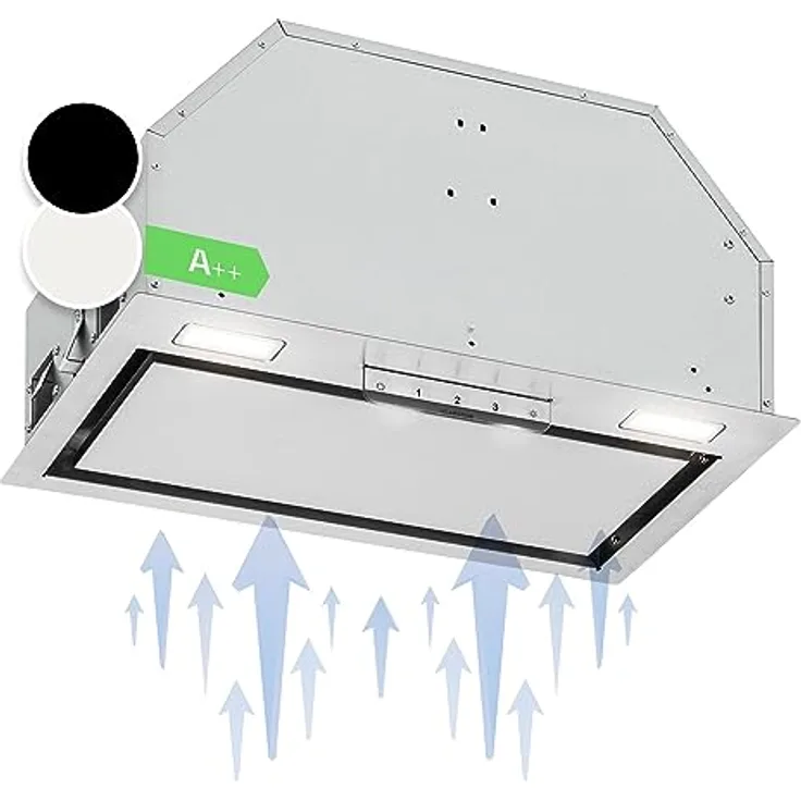 Klarstein Dunstabzugshaube 52cm, Abluft-Dunstabzugshaube mit Spülmaschinenfestem Aluminium Filter, Leise Abzugshaube für Abluft, 397 m³/h Luftstrom, Wandhauben mit LEDs, Dunstabzug zur Wandmontage