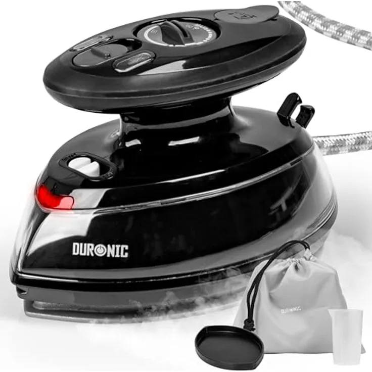Duronic SI3 BK Mini Reisebügeleisen, 400W Dampfbügeleisen mit 35ml Wassertank, Keramikfläche, 2 Betriebsspannungen, schwarz
