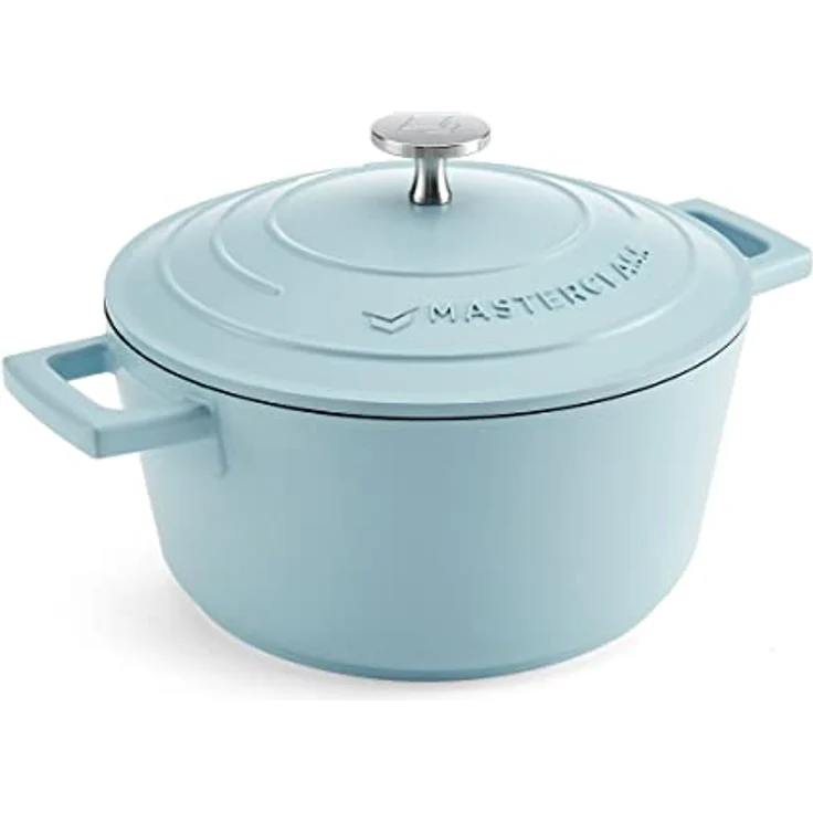 MasterClass Kleine Auflaufform mit Deckel 2,5 l/20 cm, leichter Aluminiumguss, Induktionsherd und ofenfest, himmelblau – Bild 1