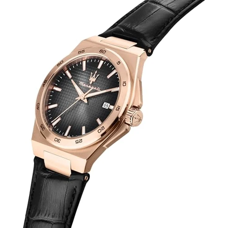 Maserati Herrenuhr Speed Slim, 40 mm, analoge Uhr mit Datum, graues Zifferblatt, Armband aus Leder, R8851153001 – Bild 4